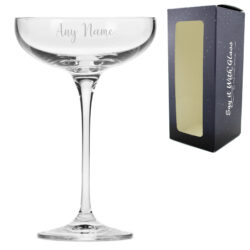 Engraved Crystal Infinity Cocktail Saucer with Script Name, Personalise with Any Name