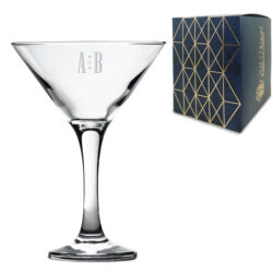 Engraved Petite Martini Cocktail Glass with Initials Design, Personalise with Any Name
