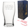 Engraved Pint Glass with Secret Santa Dotted Design, Add Message to Reverse