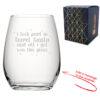 Engraved Stemless Wine Glass with Secret Santa Dotted Design, Add Message to Reverse