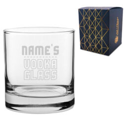 Personalised Engraved Vodka Short Tumbler with 'Name's Vodka Glass' Design