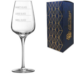Personalised Engraved Sublym Wine Glass with Name's Glass Bold Measurements Design, Customise with Any Name