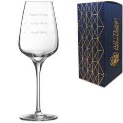Personalised Engraved Sublym Wine Glass with Name's Glass Serif Measurements Design, Customise with Any Name