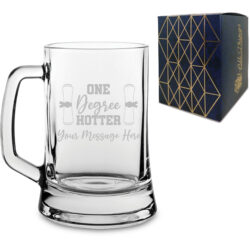 Personalised Engraved Graduation Beer Mug with 'One Degree Hotter' Design, Personalise with Any Name or Message