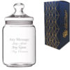 Personalised Engraved 1L Glass Jar with Lid, Customise with Any Name or Message, Gift Box Included