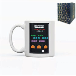 Printed Mug with Name Retro Space Arcade Game Design, Gift Boxed, Personalise with any name for any gamer