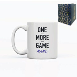 Printed Mug with One More Game Design, Gift Boxed, Personalise with any name for any gamer