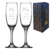 Engraved Wedding Champagne Set Mr and Mrs, Any Message, 7.5oz/221ml, Handwritten Font