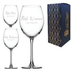 Engraved Wedding Guest Wine Glass, Any Text, 16.7oz Enoteca Glass, Handwritten Font