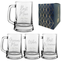 Engraved Wedding Guest Tankard, Grooms Man or Any Text, 16oz, Handwritten Font