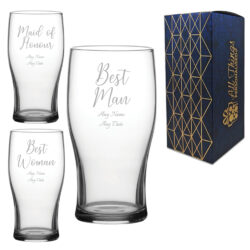 Engraved Wedding Guest Tulip, Grooms Man or Any Text, 20oz Glass, Handwritten Font