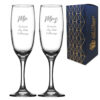 Engraved Wedding Champagne Set Mr and Mrs, Any Message, 7.5oz/221ml, Script Font