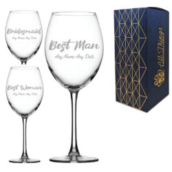 Engraved Wedding Guest Wine Glass, Any Text, 16.7oz Enoteca Glass, Script Font