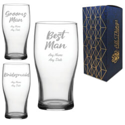 Engraved Wedding Guest Tulip, Grooms Man or Any Text, 20oz Glass, Script Font