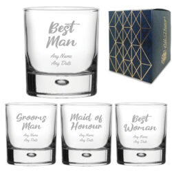 Engraved Wedding Guest Whiskey, Grooms Man or Any Text, 11.5oz, Script Font