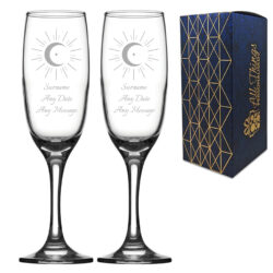 Engraved Wedding Champagne Set, Celestial, Any Message, 7.5oz/221ml