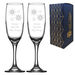 Engraved Wedding Champagne Set, Winter, Any Message, 7.5oz/221ml