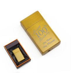 Engraved Jet Gas Lighter Gold Happy 100th Birthday Gift Boxed