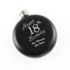 Engraved 5oz Round Black Hip Flask Happy 18th Birthday