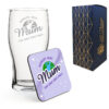 Engraved Pint Glass and Coaster Set, Worlds Best Mum, Gift Boxed