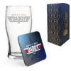 Engraved Pint Glass and Coaster Set, Top Daddy, Gift Boxed