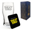 Engraved Pint Glass and Coaster Set, Best Dad Space, Gift Boxed