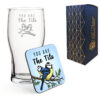 Engraved Pint Glass and Coaster Set, You Are The Birds, Gift Boxed