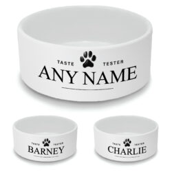Personalised Dog Bowl with Taste Tester Design