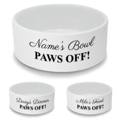 Personalised Dog Bowl with Paws Off! Design