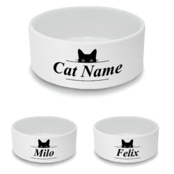 Personalised Cat Bowl with Black Cat Ears Design