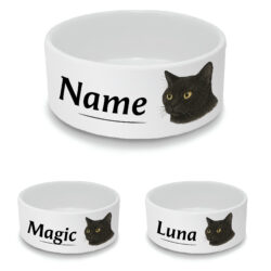 Personalised Cat Bowl with Black Cat Design