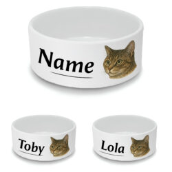 Personalised Cat Bowl with Tabby Cat Design