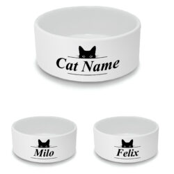 Personalised Small Cat Bowl with Black Cat Ears Design