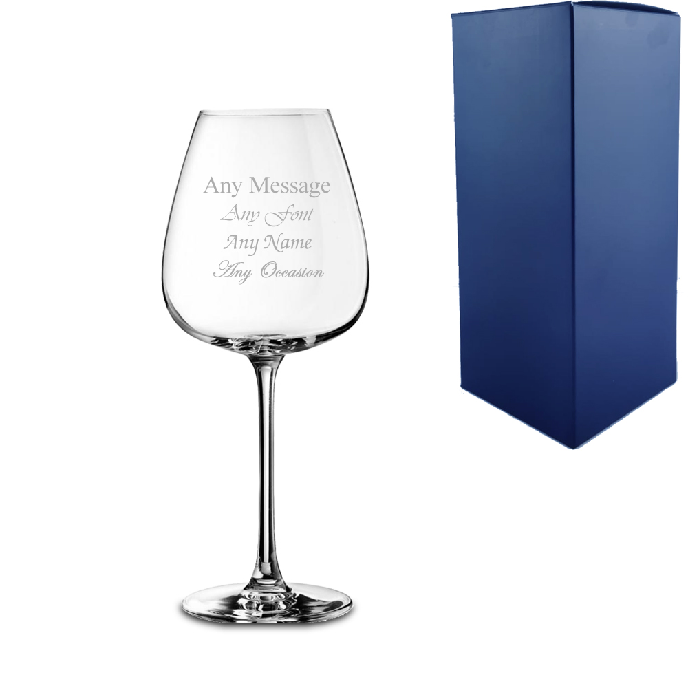 Personalised Engraved Saxon 12oz Wine Glass With Gift Box Any Message Engraved 
