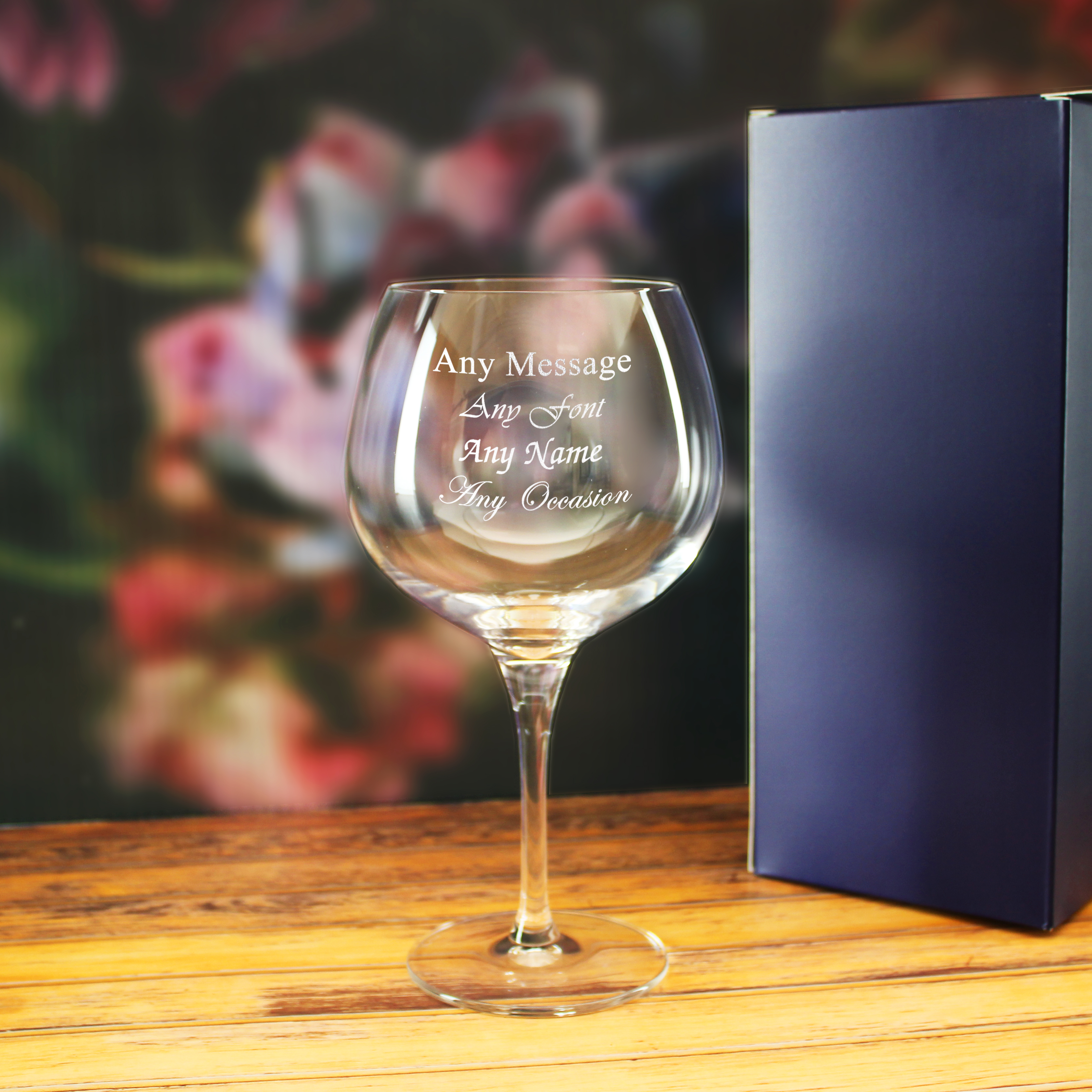 Personalised Engraved 390ml Infinity Red Wine Glass Gift Box Wedding Birthday 