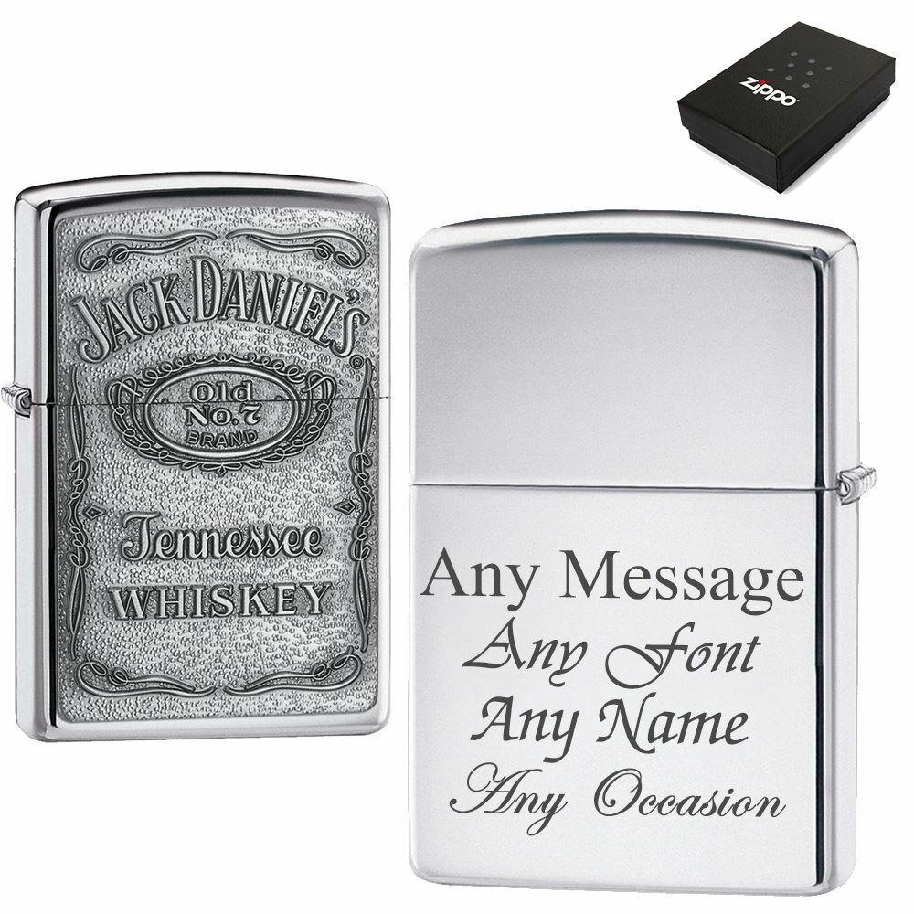 Engraved Chrome Jack Official Zippo lighter – Personalised Gift Supply