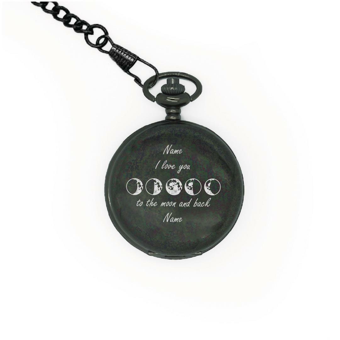 Engraved mechanical pocket watch deals
